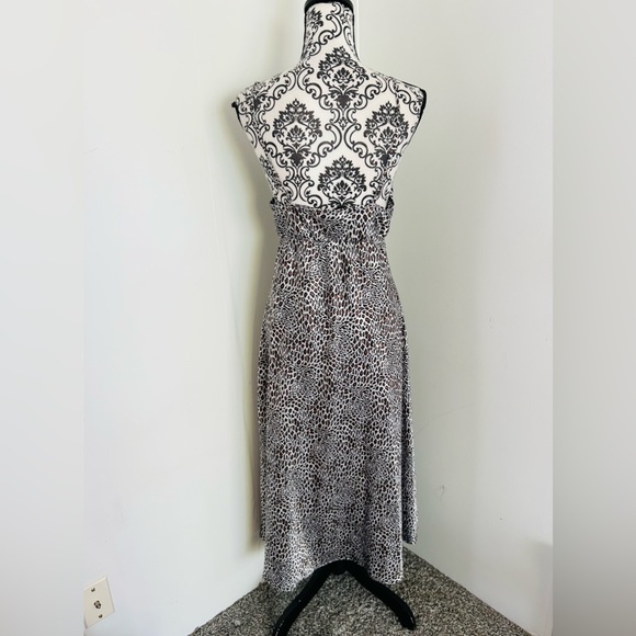 Women’s Animal Print Contrast Trim Satin Maxi Slip Dress and Robe Set Size S/M - Picture 3 of 16